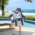 thumbnail image 3 of Yayeee Kids Hooded Towels Toddler Soft Absorbent Beach Bathing Wrap 50" x 23.5", Blue Cats and Hearts, 3 of 5