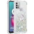 thumbnail image 3 of Motorola Moto G10 Case Moto G30 Case with Creativity Clear Quicksand Glitter Flowing Liquid Floating Soft TPU Case w/Stand Bling Diamond Sparkle Phone Cover for Motorola Moto G10  Silver, 3 of 14