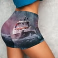 thumbnail image 4 of Fotbe Boat Lighthouse Storm Waves Seamless Shorts, Womens Workout Shorts High Waist Stretch Booty Short for Gym/Yoga/Running/Biking-Small, 4 of 9