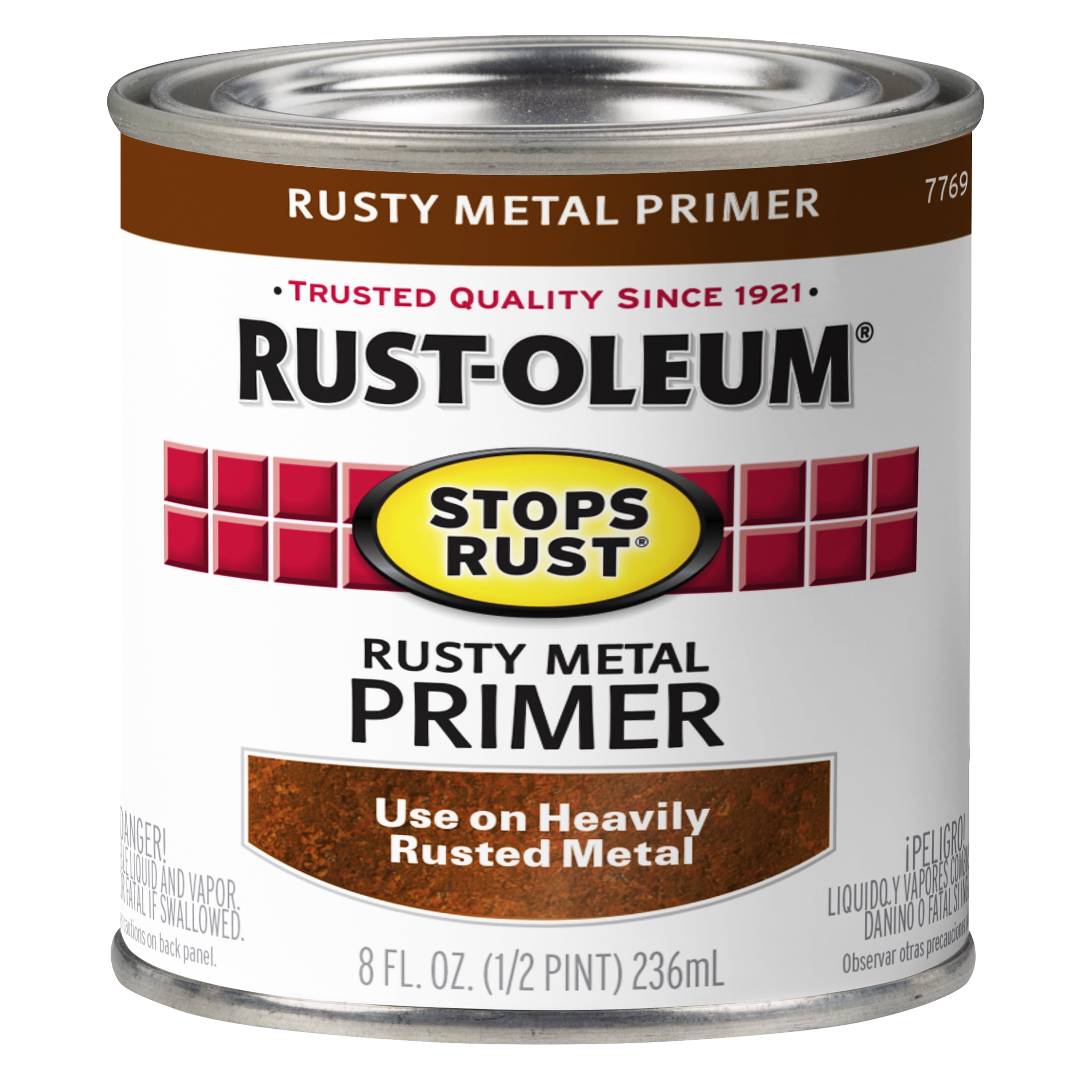 6 Pack, Rusty Metal, Rust-Oleum Stops Rust Flat Primer- 7769730, 1/2 Pint