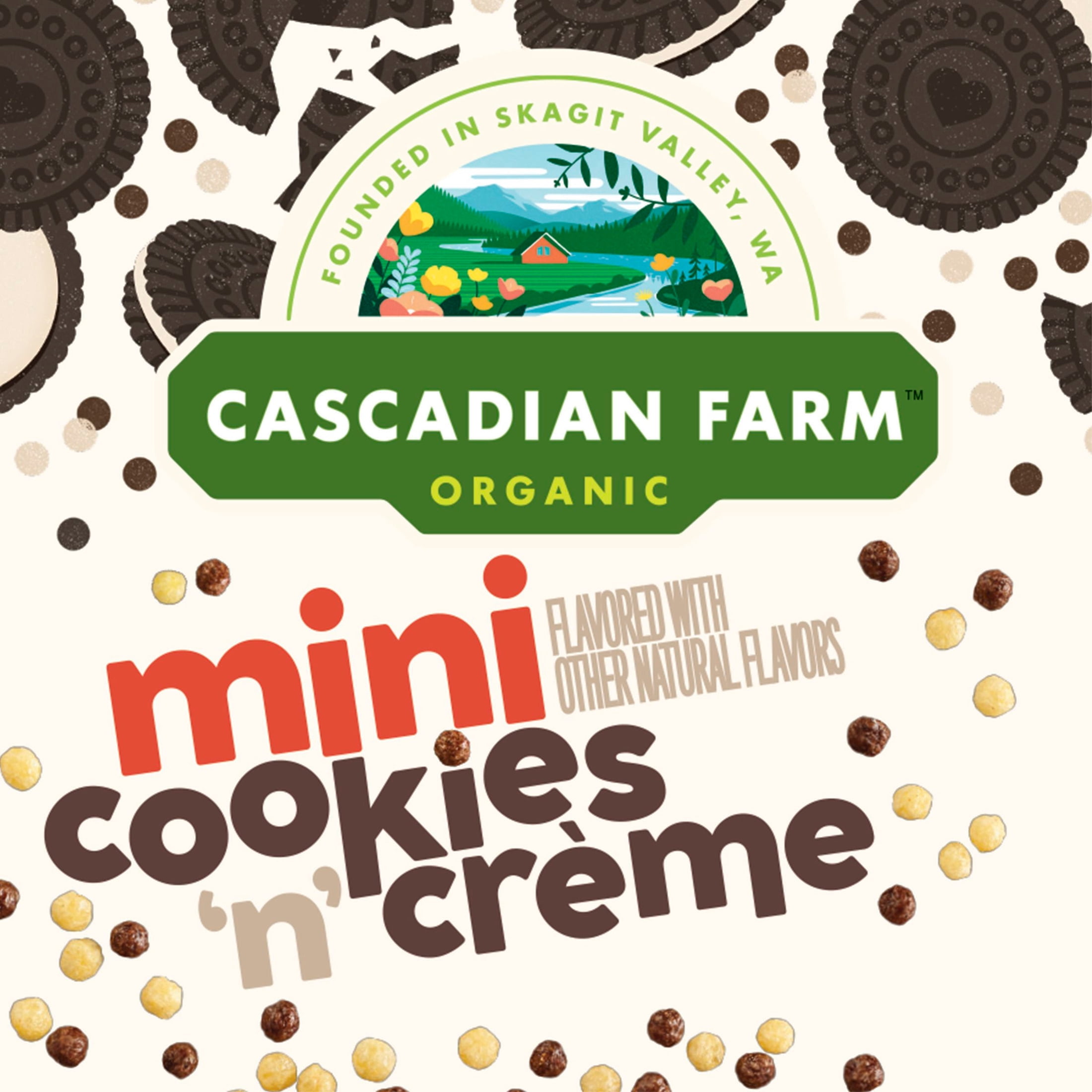 (3 pack) Cascadian Farm Organic Mini Cookies 'n' Crème, Gluten Free Cereal, Non-GMO, 10.7 oz