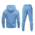 thumbnail image 3 of Nokdvo Mens Sweat Suits Fashion Fleece Letter Print Drawstring Hoodie and Sweatpants Fall Winter Hooded Solid Color Ribbed Pullover Set with Pocket,Light Blue M, 3 of 3