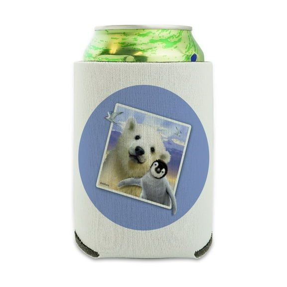 Polar Pals Selfie Picture Polar Bear Penguin Can Cooler - Drink Sleeve Hugger Collapsible Insulator - Beverage Insulated Holder