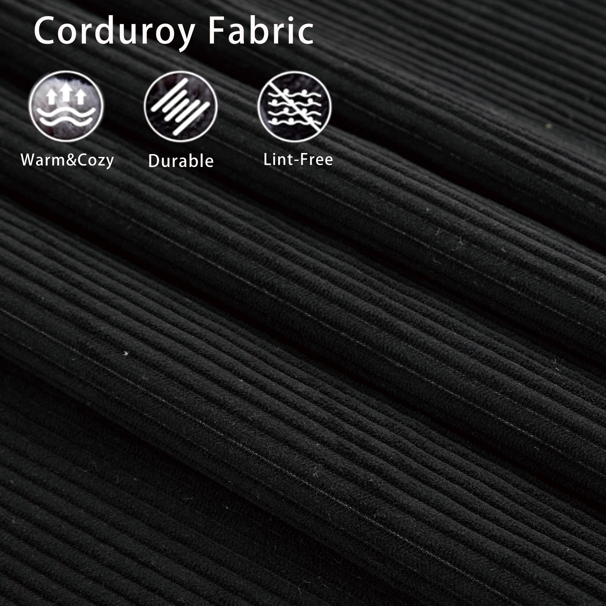Modular Sofa,Soft Corduroy Fabric Loveseat Sofa for Living Roo,Upholstered Sofa Couch will DIY,No Armrests,Black