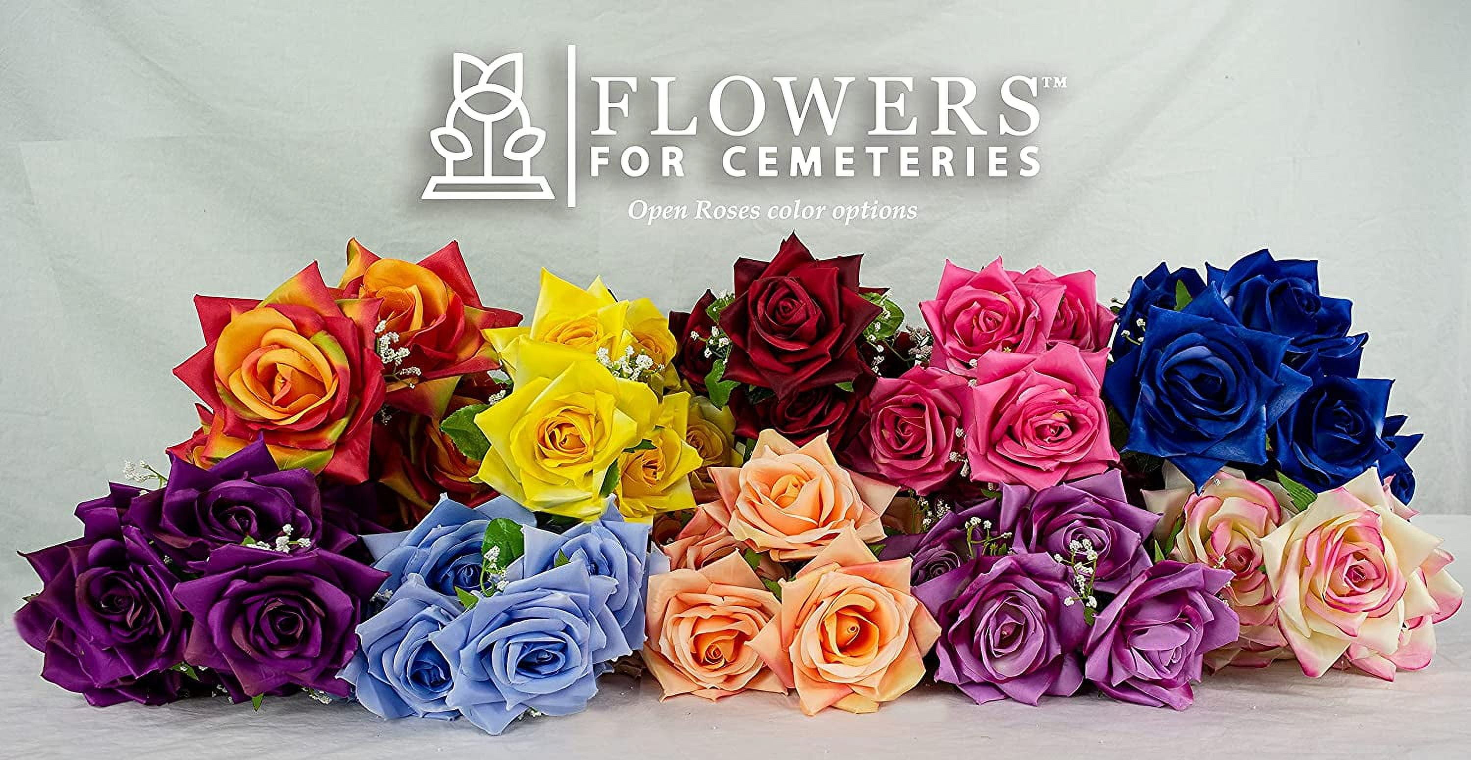 Sympathy Silks Artificial Cemetery Flowers 30" Sunset Orange Open Roses/Orange Mums cemetery saddle