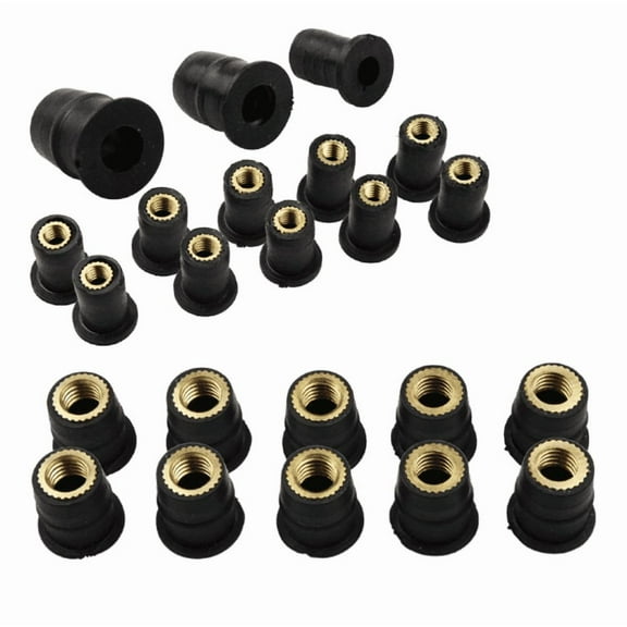 20PCS Motorcycle M4 M5 M6 Metric Rubber Well Nuts Windscreen Fairing Brass Screw
