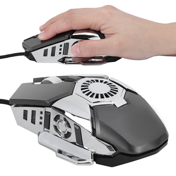Ratón para Juegos con Cable RGB 6 Botones Gamer Ratones para Computadora Portátil PC de Escritorio con Ventilador gris Computadora Retroiluminada Computadora Ergonómica FanGray