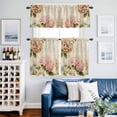 thumbnail image 2 of Pink Orange Hydrangea Kitchen Curtains Sets for Windows 24 Inch Length, Spring Vintage Botanical Flowers Rod Pocket Window Treatments Tier Curtains and Valances Set for Bedroom/Bathroom, 2 of 8