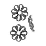 Antiqued Silver Plated Openwork Beaded Daisy Bead Caps 1.3mm x 6mm (100)