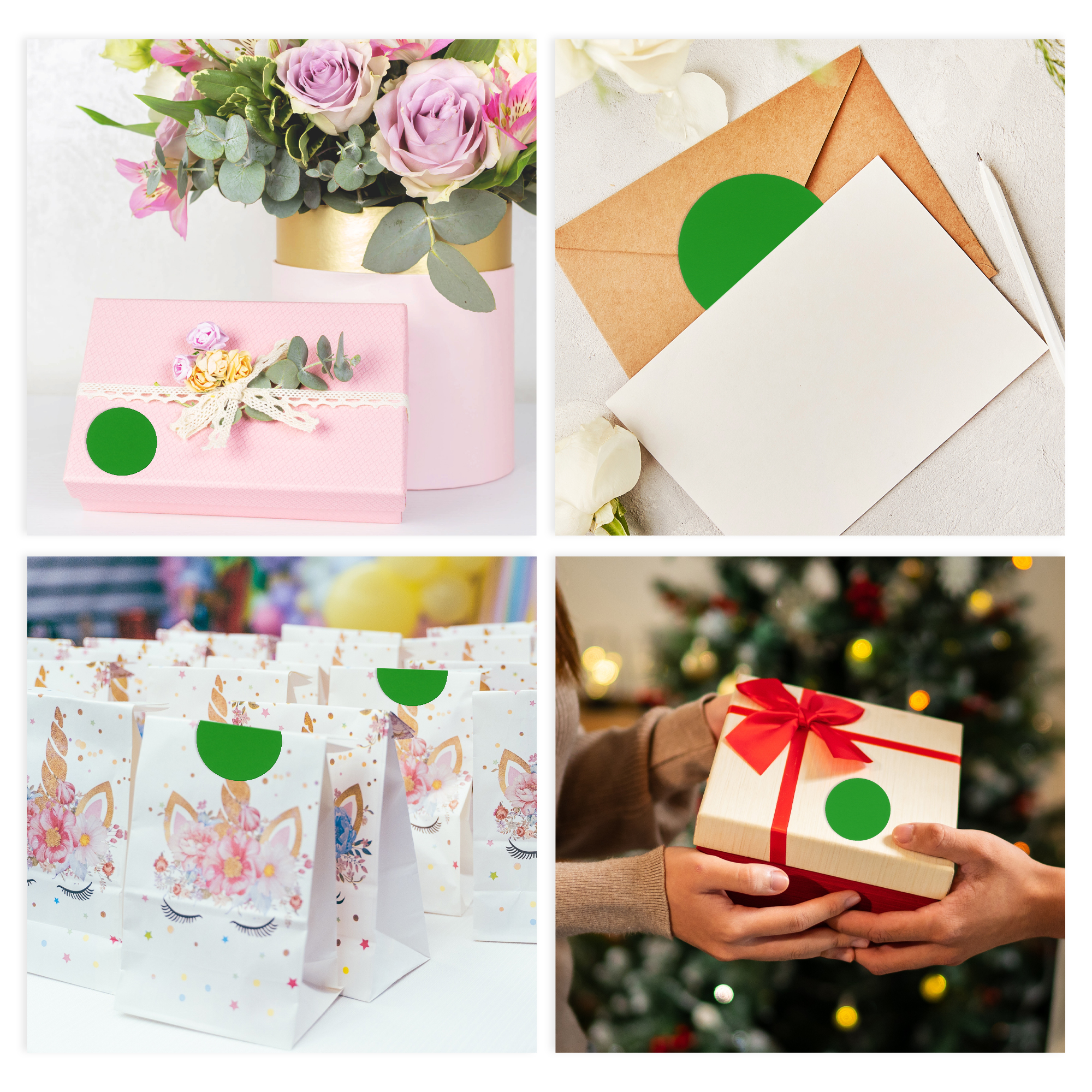 Unique Bargains Mall Large Round Dots Gift Stickers 6PCS Light Green