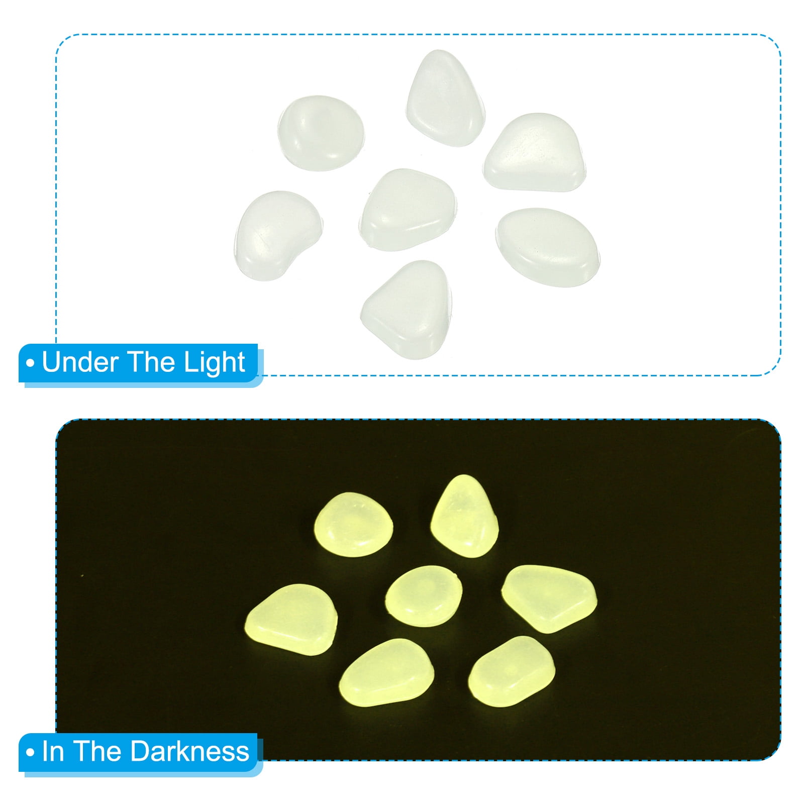 Unique Bargains 100Pack Glow Rocks 8-11mm Glow Pebbles Luminous Stones Decor DIY White