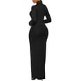 thumbnail image 2 of XXXITICAT Women's High Neck Maxi Gown Dress Long Sleeve Turtleneck Floor Length Slim Plain Basic Oversized Bodycon Dresses(BL,S), 2 of 4