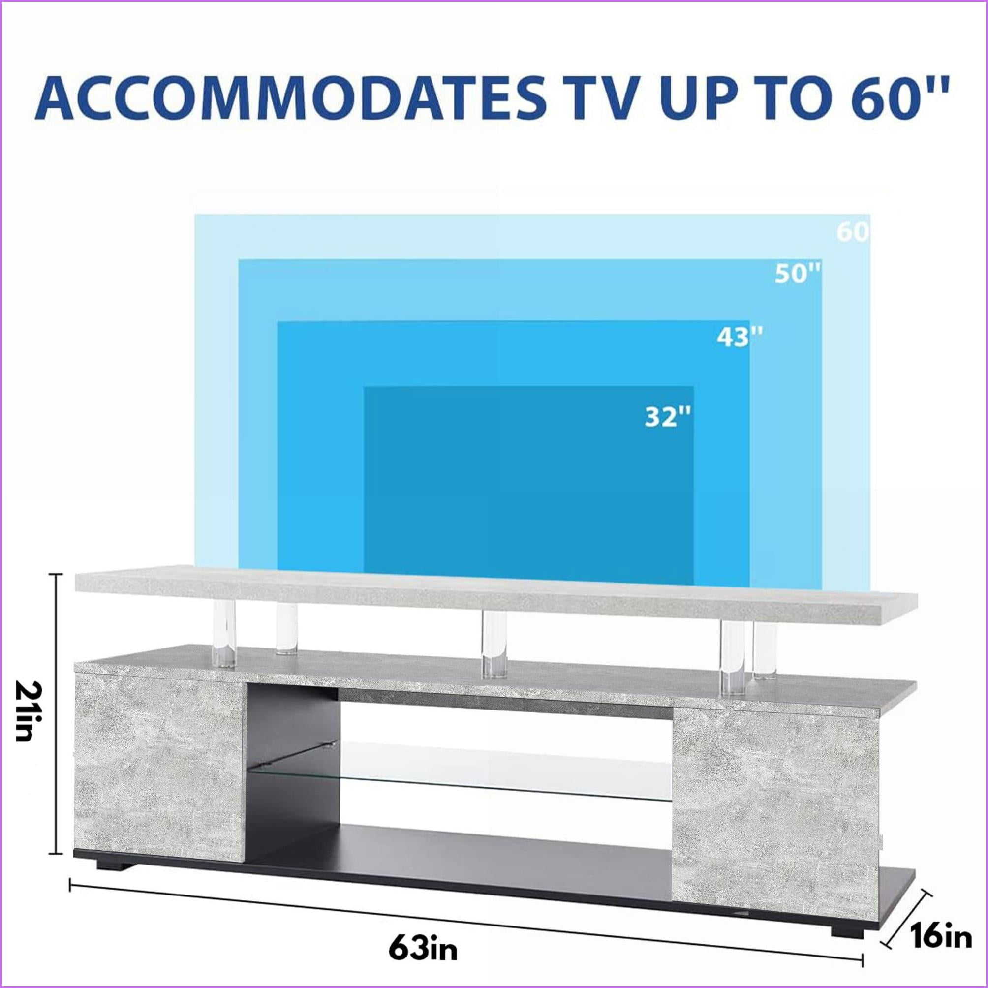 TV Furniture for 70 Inch TV, Modern Gray Gaming Entertainment Center with Storage | Engineered Wood | Primary Living Space
