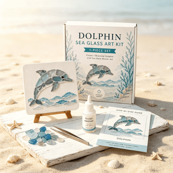 DIY Sea Glass Mosaic Art Kit, Creative Handmade Gift Idea for Ocean Lovers, Complete Mosaic Kit for Home Art