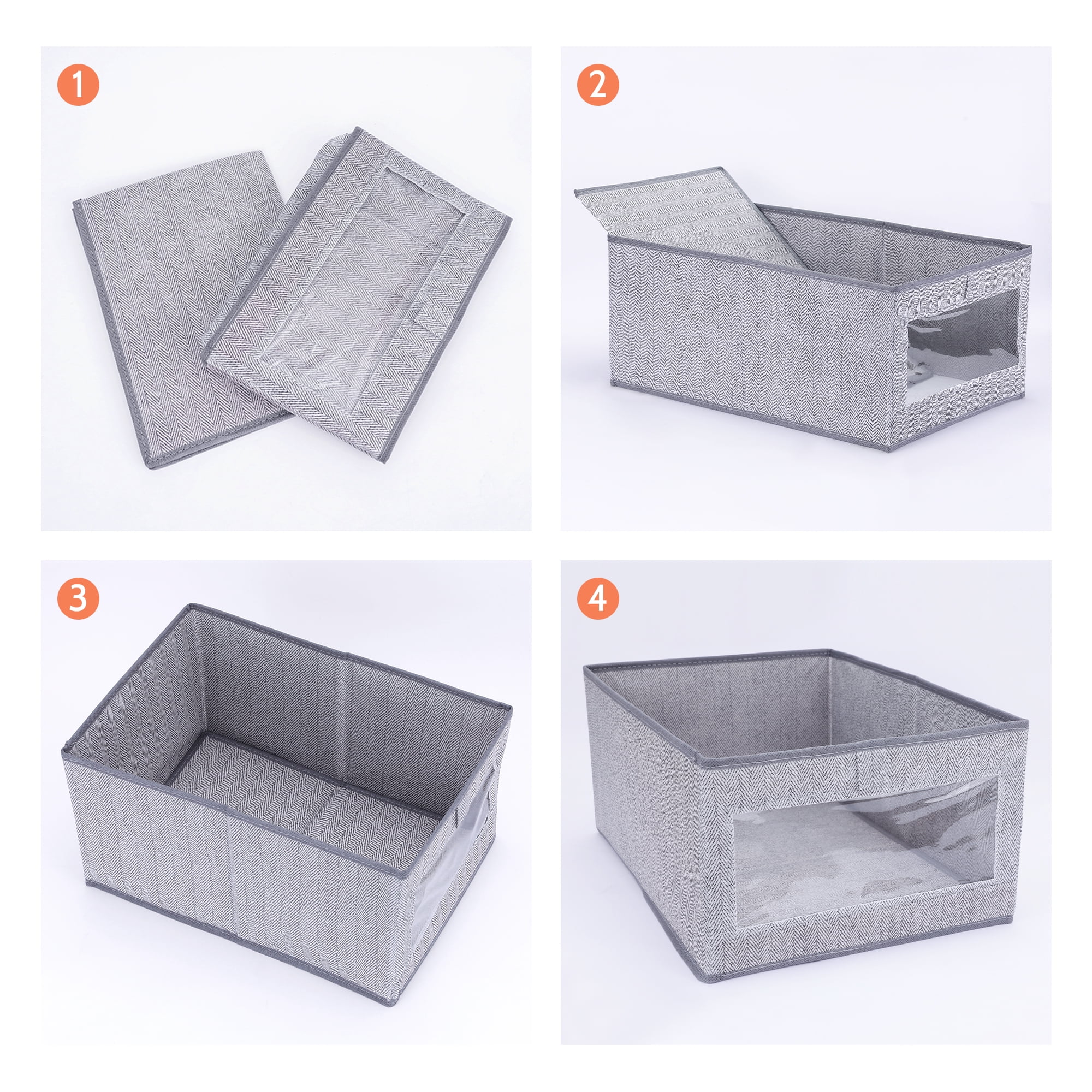 Unique Bargains Storage Bin with Handles Foldable Organizer Basket Grey 17"x12"x8"