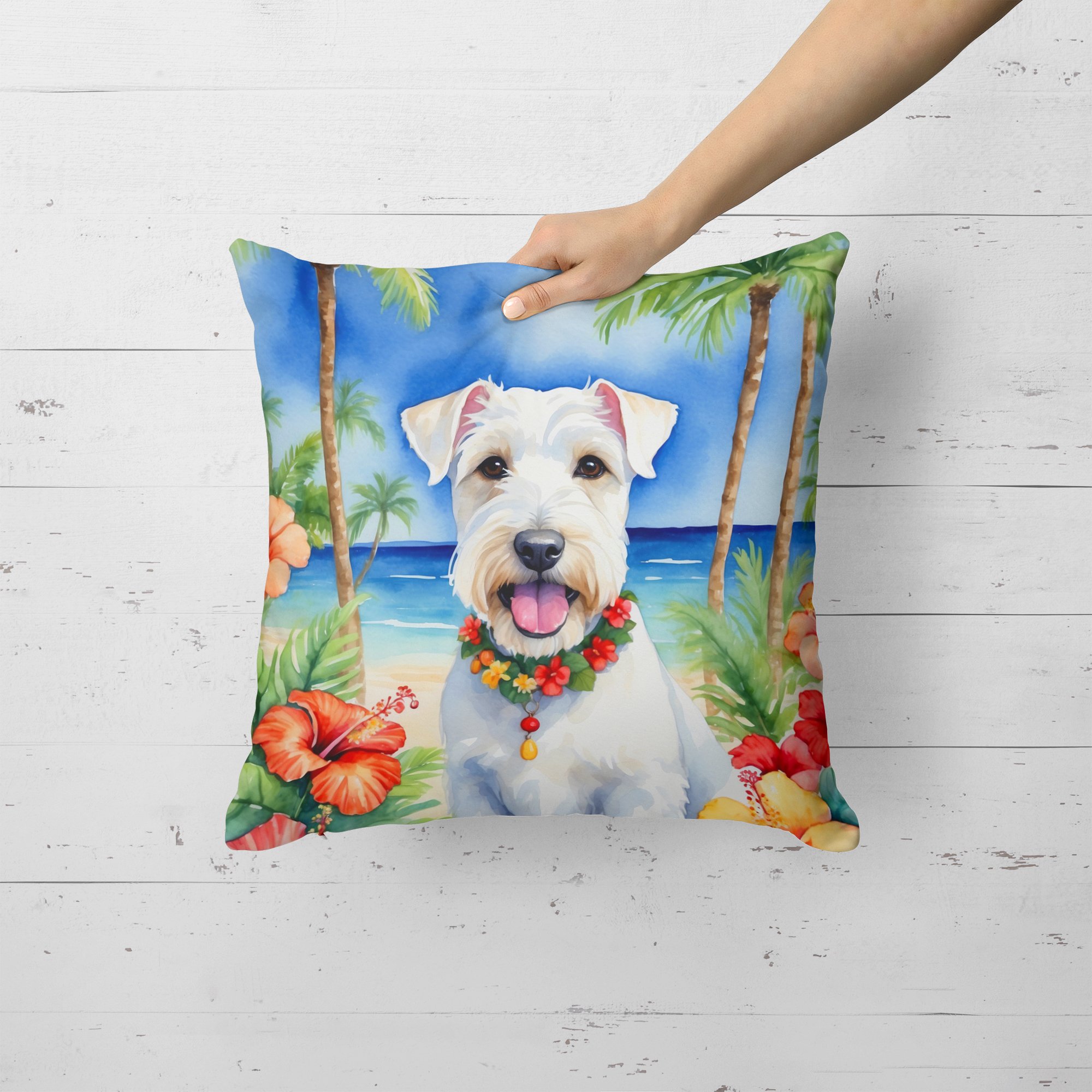 Sealyham Terrier Luau Throw Pillow 18 in x 18 in