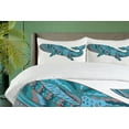 thumbnail image 4 of Ambesonne Underwater Duvet Cover Sets, Humpback Whale Sea, 2-King, Teal Blue Dried Rose, 4 of 7