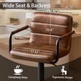 thumbnail image 4 of Bar Stools Set of 2, PU Leather Adjustable Height 360° Swivel Barstools with Backrest and Armrests, Counter Height Bar Chairs for Kitchen Island, Bar, Dining Room, Yellowish Brown, 4 of 6