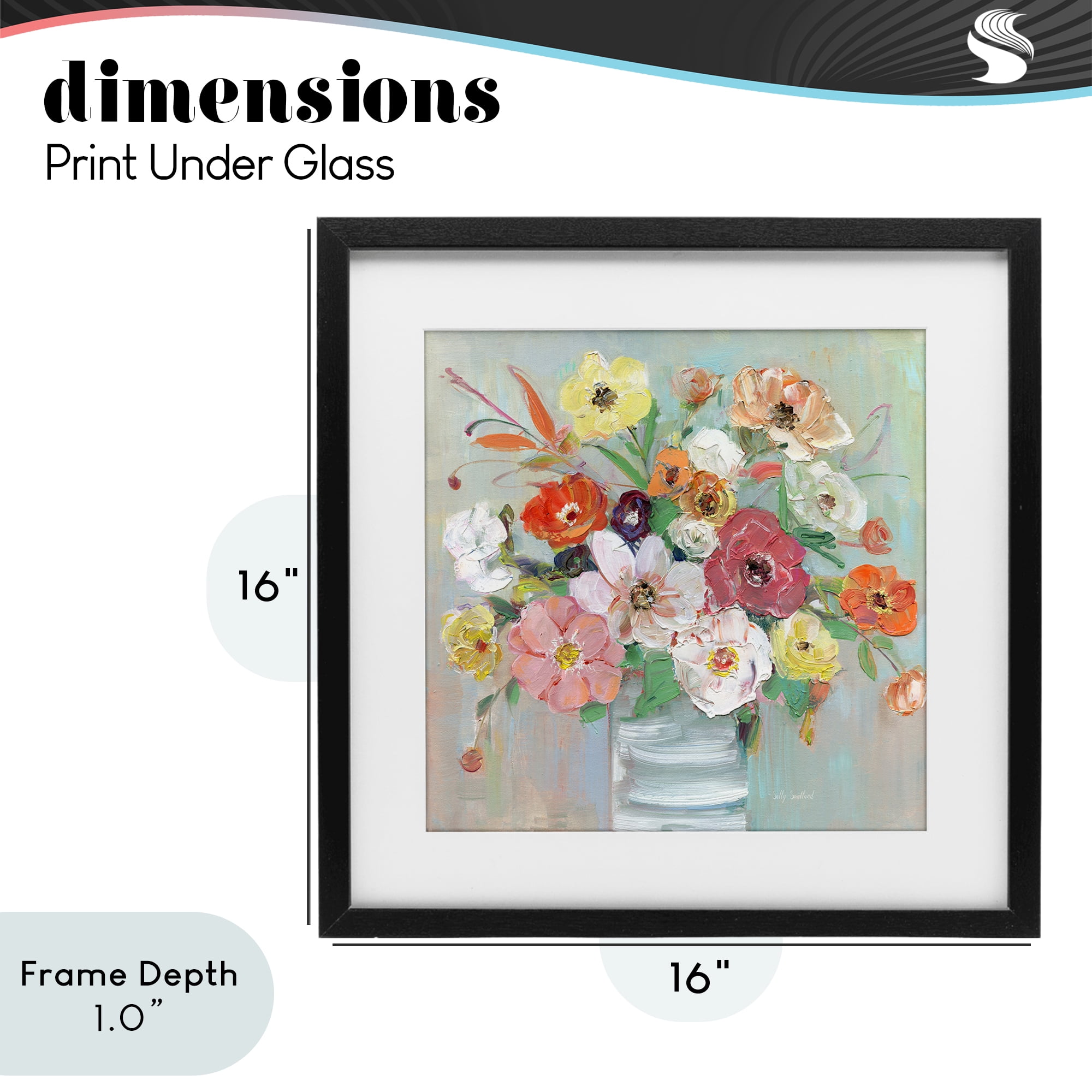 Stupell Industries Energetic Blossom Bouquet Black Framed Print Under Glass, design by Sally Swatland