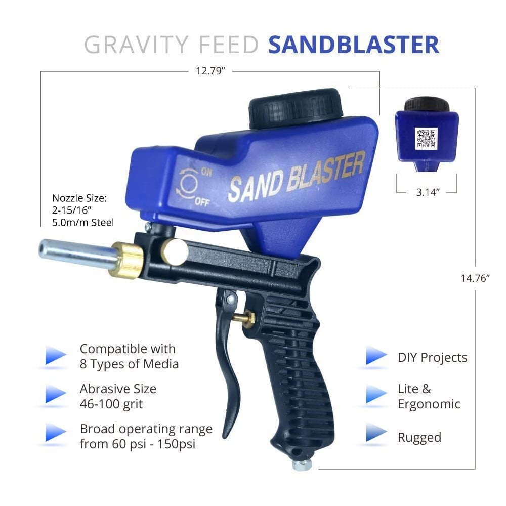 LEMATEC Sandblasting Gun With Two Sand Canned and Tips Air Cleaning Gun Tools 