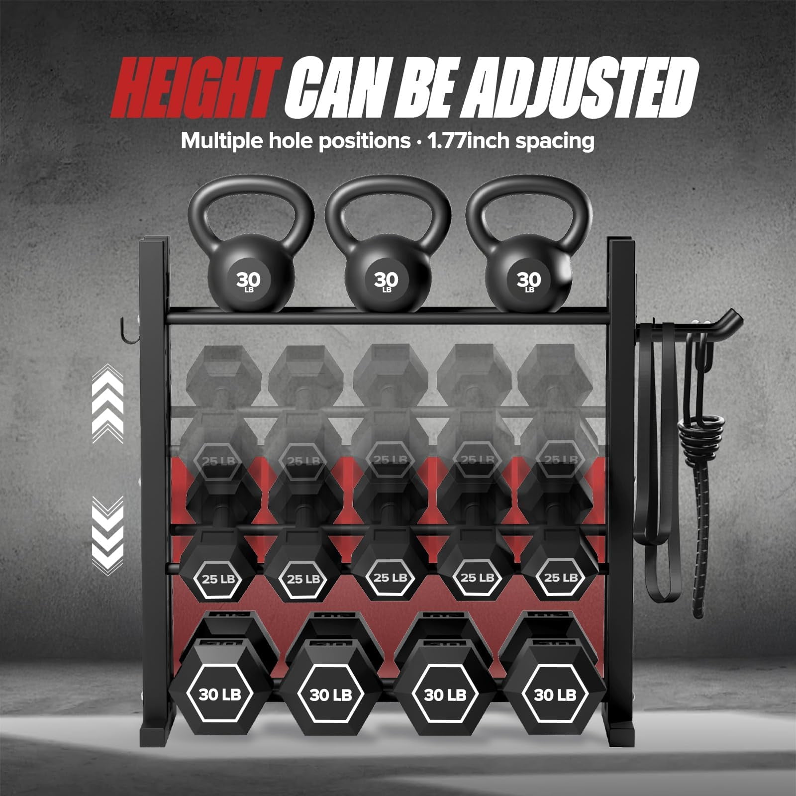 3-tier Dumbbell Rack Stand Only  Weight For Home Gym Dumbbells Adjustable Height Compact Design 1000lb Capacity Storage Use