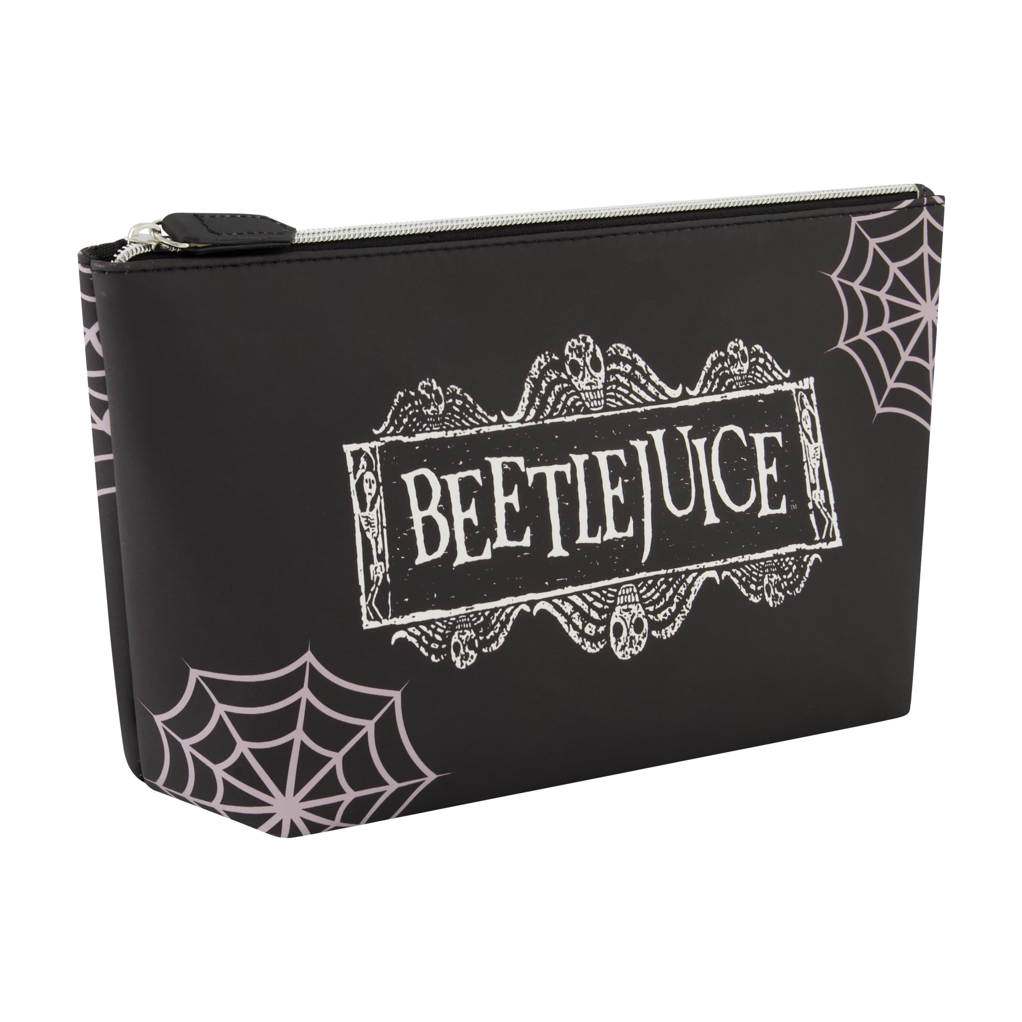 Beetlejuice Travel Makeup Bag, Trapezoid Cosmetic Organizer Pouch for Women, Black