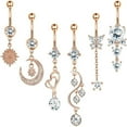 thumbnail image 1 of SDOTXA 6Pcs 14G Belly Button Rings Dangle for Women Surgical Steel Navel Rings Body Piercing JewelryB, 1 of 7
