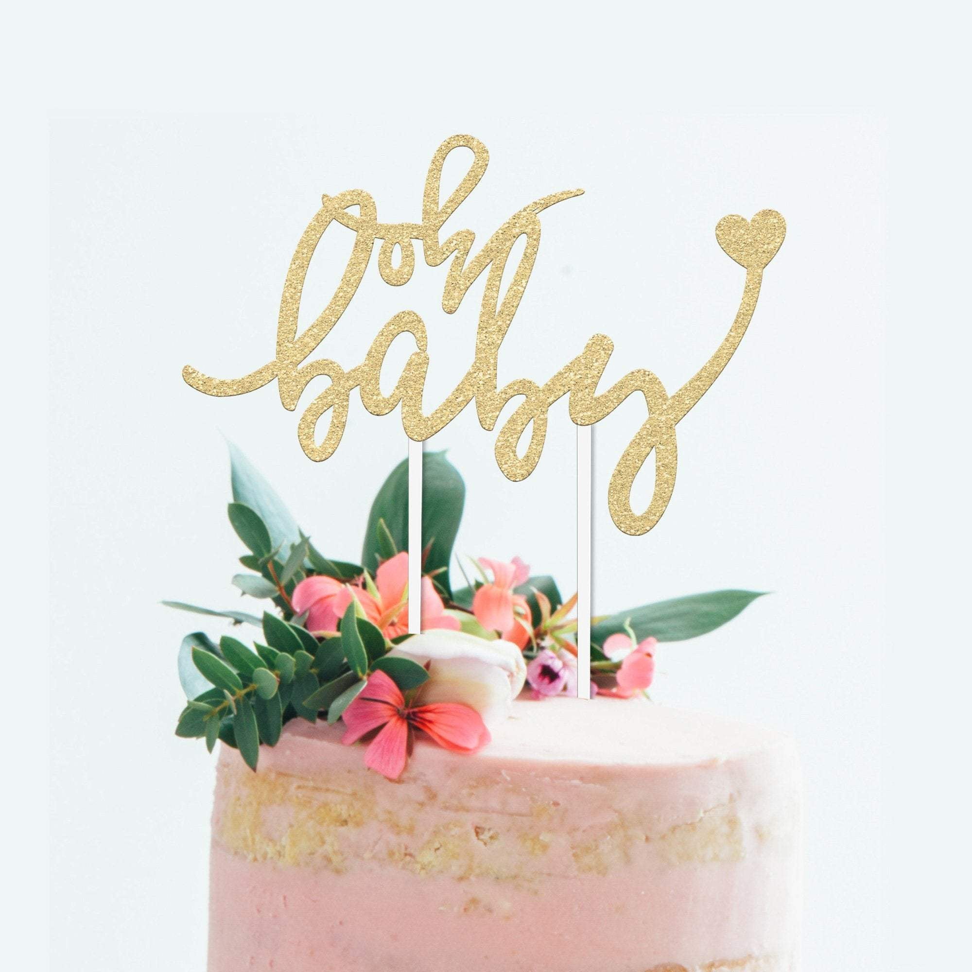 Girls Birthday Cake Topper/Baby Girl/Double Sided Gold Glitter 