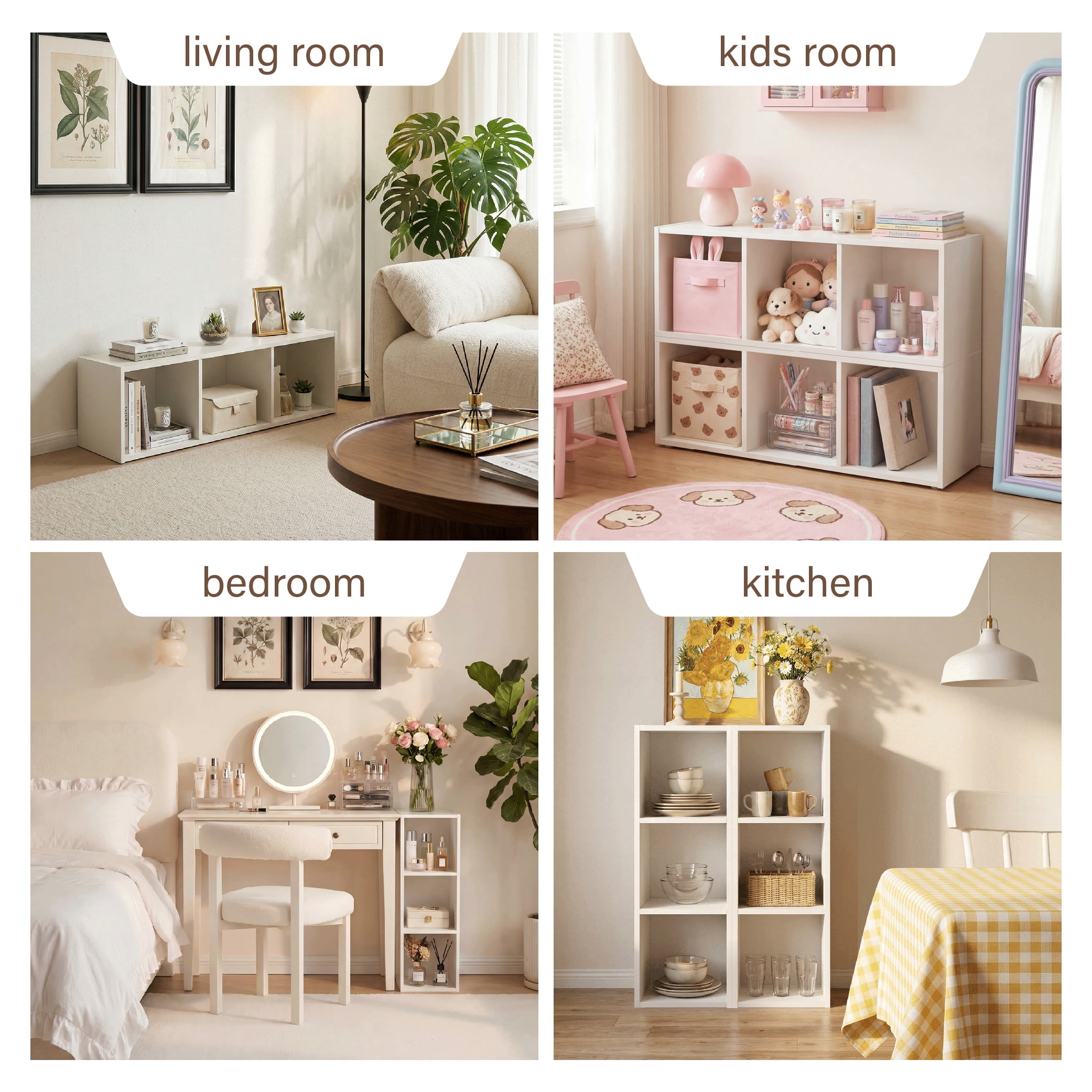 Mifurn 3-Tier Bookshelf Open Shelf Bookcase, White