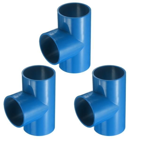 Uxcell 3Pcs 2" Tee 3 Vías Conectores de Accesorios de Tubo, Accesorios de Esquina de Grado de Construcción de Muebles para Estructura de Soporte de Jardín de Estante DIY, Conexión de Carpa, Azul