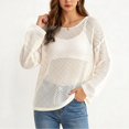 thumbnail image 5 of Qingpeng Womens Crochet Hollow Out Tops Summer Long Sleeve Cover Ups Fashion Fall Casual Outfits Streetwear for Women, 5 of 8