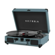 Victrola Vintage 3-Speed Bluetooth Portable Suitcase Record Player with Built-in Speakers | Upgraded Turntable Audio Sound | Smoky Blue