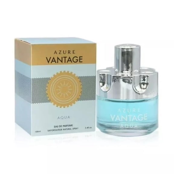 Azure Vantage Aqua Eau de Parfum Spray for Men, 3.4 oz / 100 ml – Fresh Aquatic Scent – Long Lasting – New Sealed Box – Ideal for Daily & Casual Use