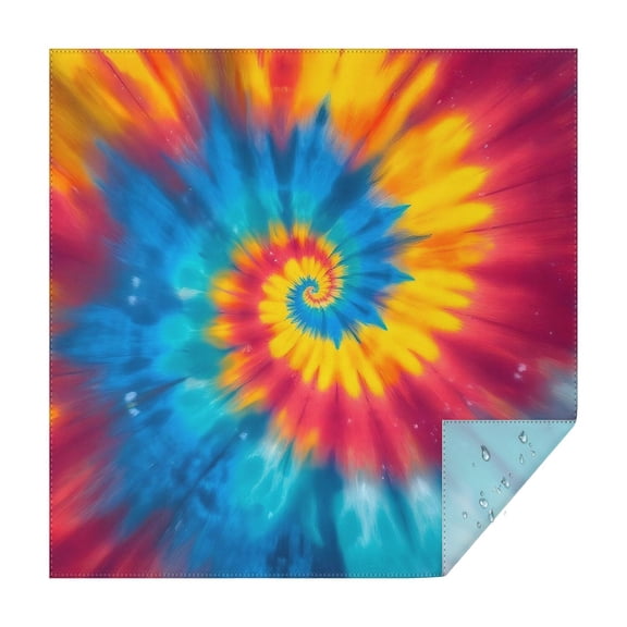 Colorful Rainbow Tie Dye Spiral Pattern Square Tablecloth,Waterproof Square Table Cover,Wipeable Spillproof Washable Table Cover for Home Kitchen Party Decor 42"X42"(107x107cm)