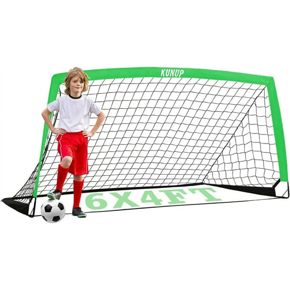 Kid Soccer Goal for Backyard 6x4FT Large Portable Soccer Net Folding Practice Training Equipment with Carrying Bag for Outdoor Green