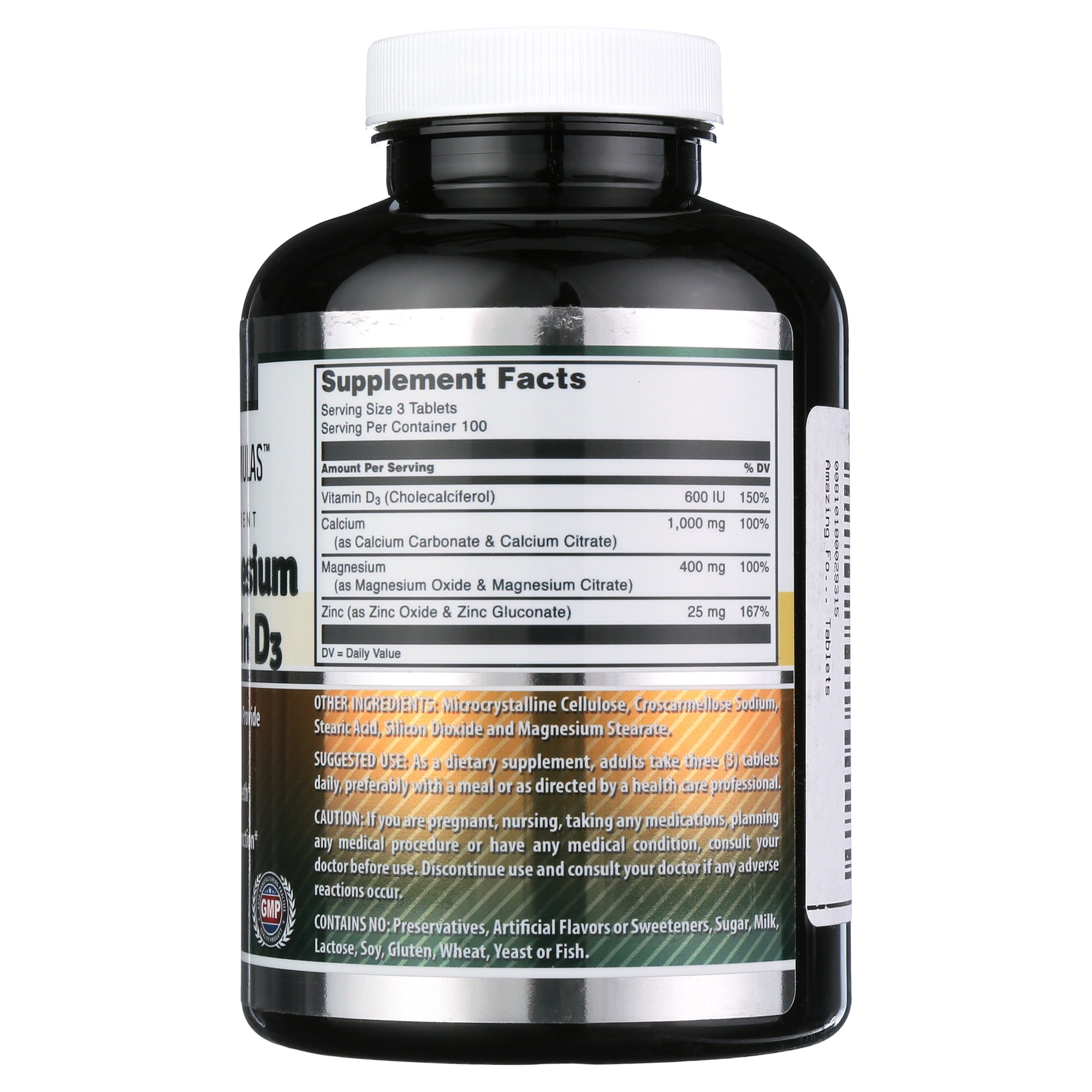 Calcium Magnesium Zinc Amazing Formulas + D3 Softgels - 240 Count Non ...