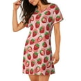 thumbnail image 2 of Fotbe Cute Strawberry Bata de Dormir para Mujer con Estampado, Camisón de Algodón de Manga Corta, Ropa de Dormir Casual, 2 of 6