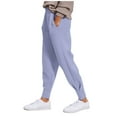 thumbnail image 2 of Pantalones deportivos de mujer de cintura alta con puños en los tobillos: color liso, con bolsillos, estilo informal/deportivo para otoño-invierno., 2 of 8