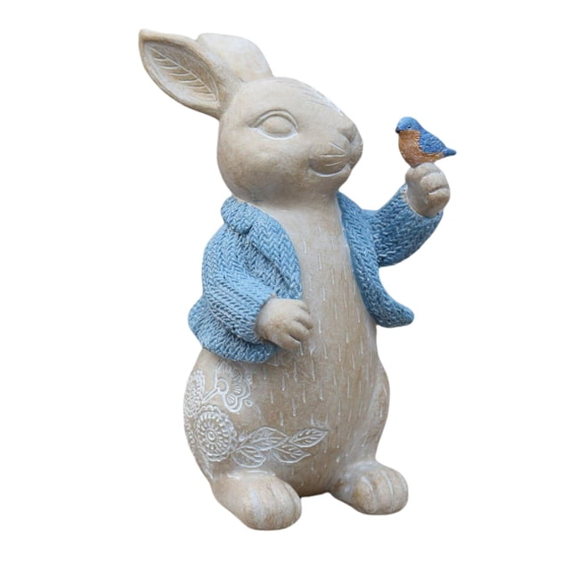 jifeng Rabbit Animal Statue Sculpture Photo Props Standing Blue