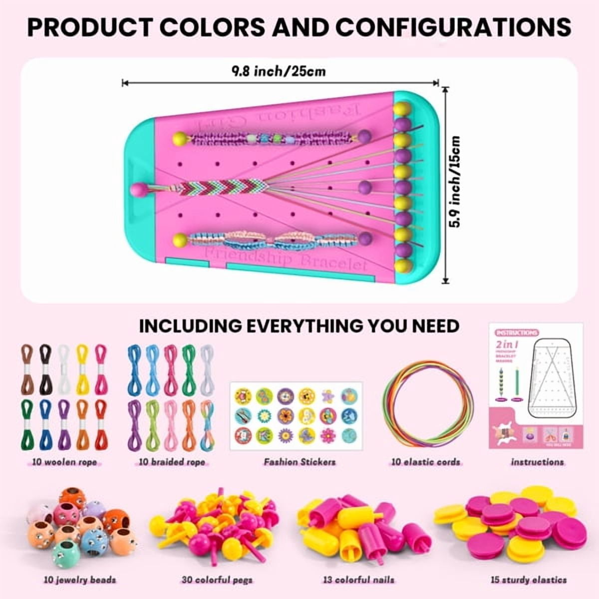Friendship Bracelet Making Kit for Girls - DIY Arts and Crafts Birthday Gifts for 8-12 Years Old Kids, Multi-Coloured Bracelets String Jewelry Maker Kits Toys Children's Party Travel Activity