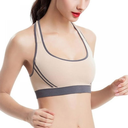 

Pretty Comy Sports Bras for Women Padded Medium Impact Seamless Criss Cross Back Workout Tops Gym Activewear Bra