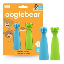 Oogiebear Baby Manual Toothbrush and Tongue Scraper – Finger Brush for Newborns and Infants, Silicone bristles, BPA-Free Dental Kit