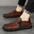 thumbnail image 6 of Men's Casual Leather Shoes Loafers Slip Walking Comfortable Breathable Driving Lightweight Men Oxford Slip-On Shoes Brown 10.5 US, 6 of 7