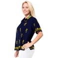 thumbnail image 3 of HAPPY BAY Women's Casual Blouse Shirt Solid Blouses Short Sleeve Button Down Dress Tops Tee Hawaiian Shirts for Women XXL plus-size Dark Indigo_AD554, 3 of 3