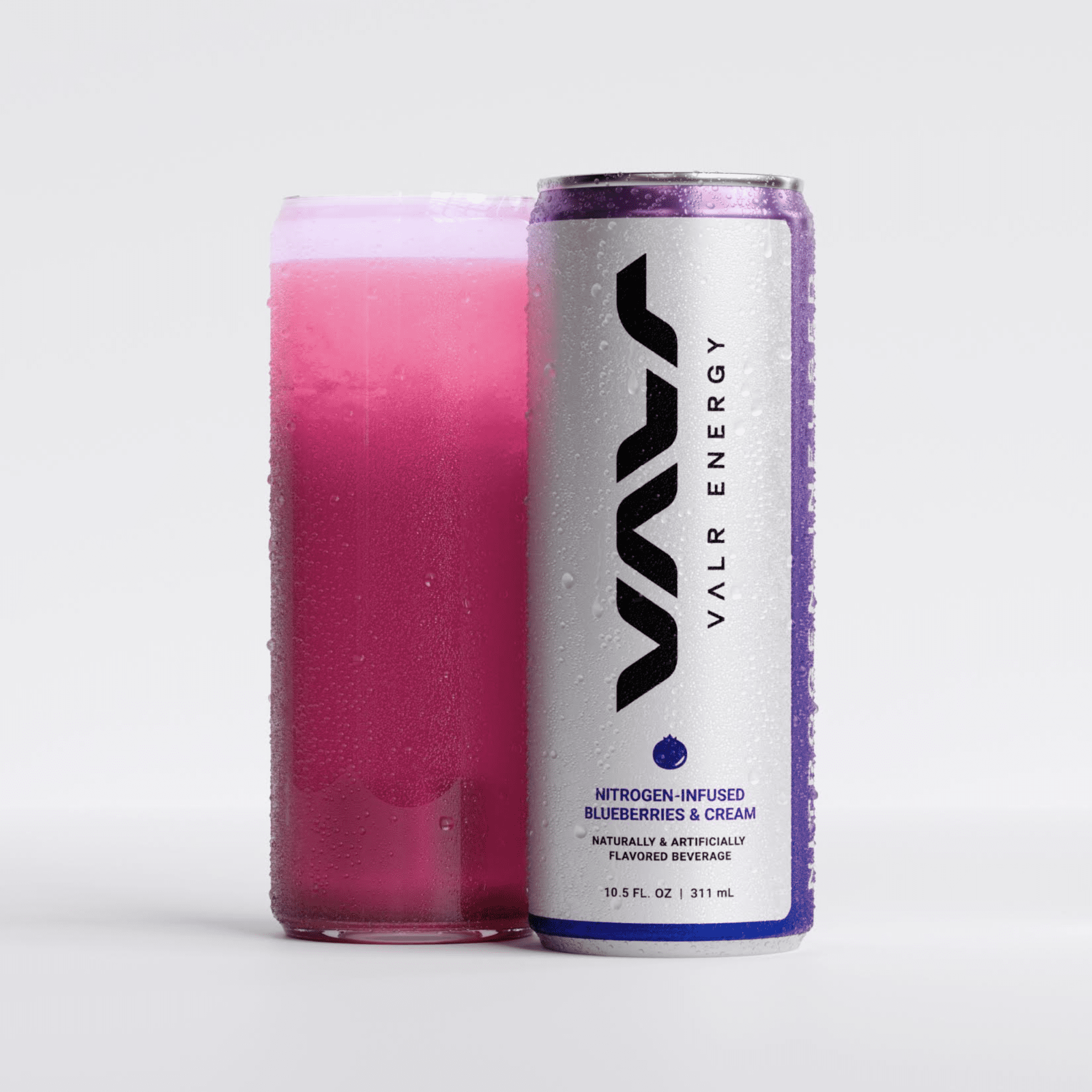 VALR Energy | Blueberry Tart Nitrogen-Infused Energy Drink | 24 Pack | 175mg Natural Caffeine from Green Tea | Pre-Workout Performance with Amino Acids & Antioxidants | Gluten-Free & Vegan