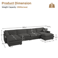 thumbnail image 4 of Rophefx 150.4" Modern U Shaped Sectional Sofa, Velvet Deep Seat Cloud Couches with Ottoman and Double Layer Cushion, 4 of 8
