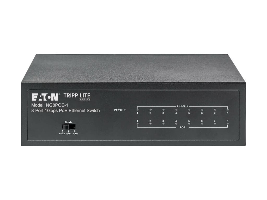 Eaton Tripp Lite Series 8-Port 10/100/1000 Mbps Desktop Gigabit Ethernet Unmanaged Switch with PoE+, 60W, Metal Enclosure (ng8poe-1)