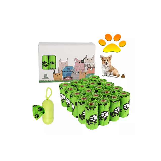 300 Bolsas Para Popo Perro Biodegradables Con Dispensador L Verde