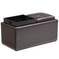 thumbnail image 4 of Hodedah HI 1185 Brown PVC Faux Leather Ottoman, Medium,, 4 of 7