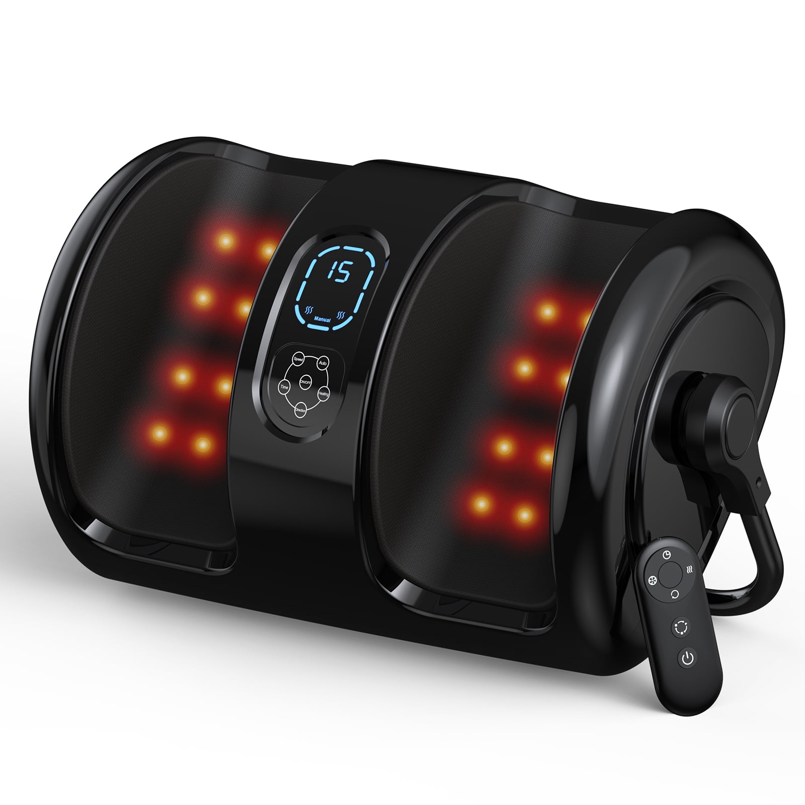 Anqdy Foot Rolling Massager Machine w/ Heated & Remote Control for Home & Office, Black
